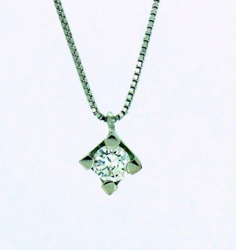 Ciondolo punto luce in oro bianco con diamante ct 0.14 G  VVS  cod. 4888 TR